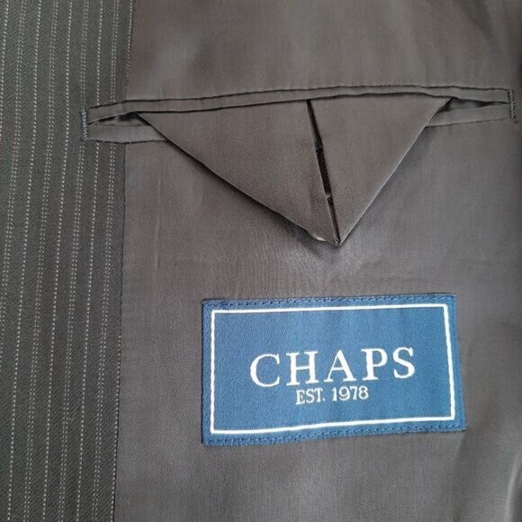 CHAPS / 100% Wool Pinstripe Blazer Jacket Black Men's Sz 36 S - Picture 12 of 13